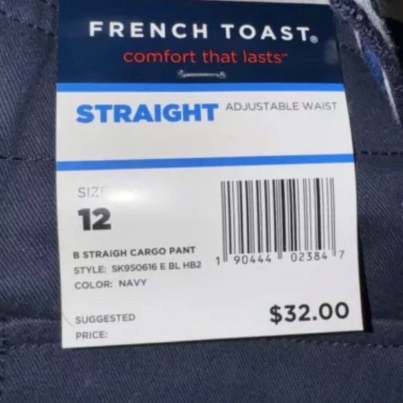 NWT $32 French Toast Boy's Blue Cargo Pocket Pants With Belt 12 Adjustable Waist - Picture 3 of 5
